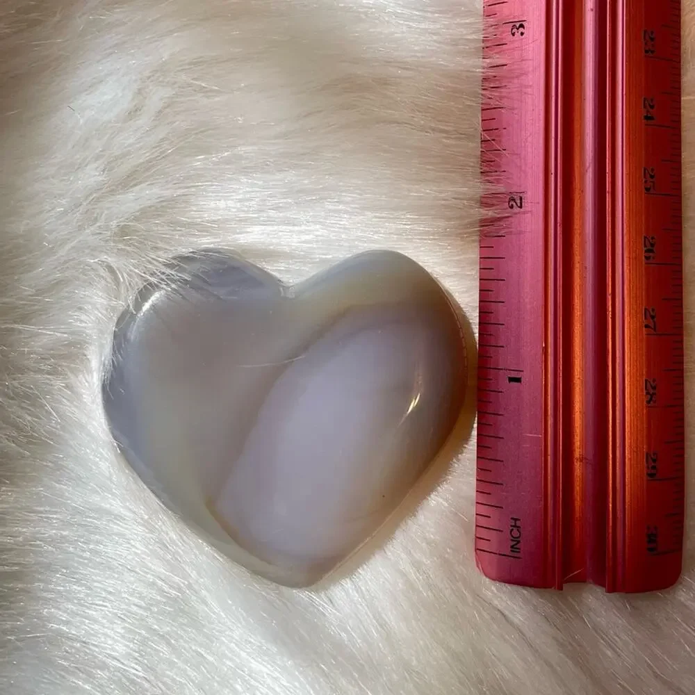 🔴 3 for $15 Gray Agate Heart Palm Stone #2